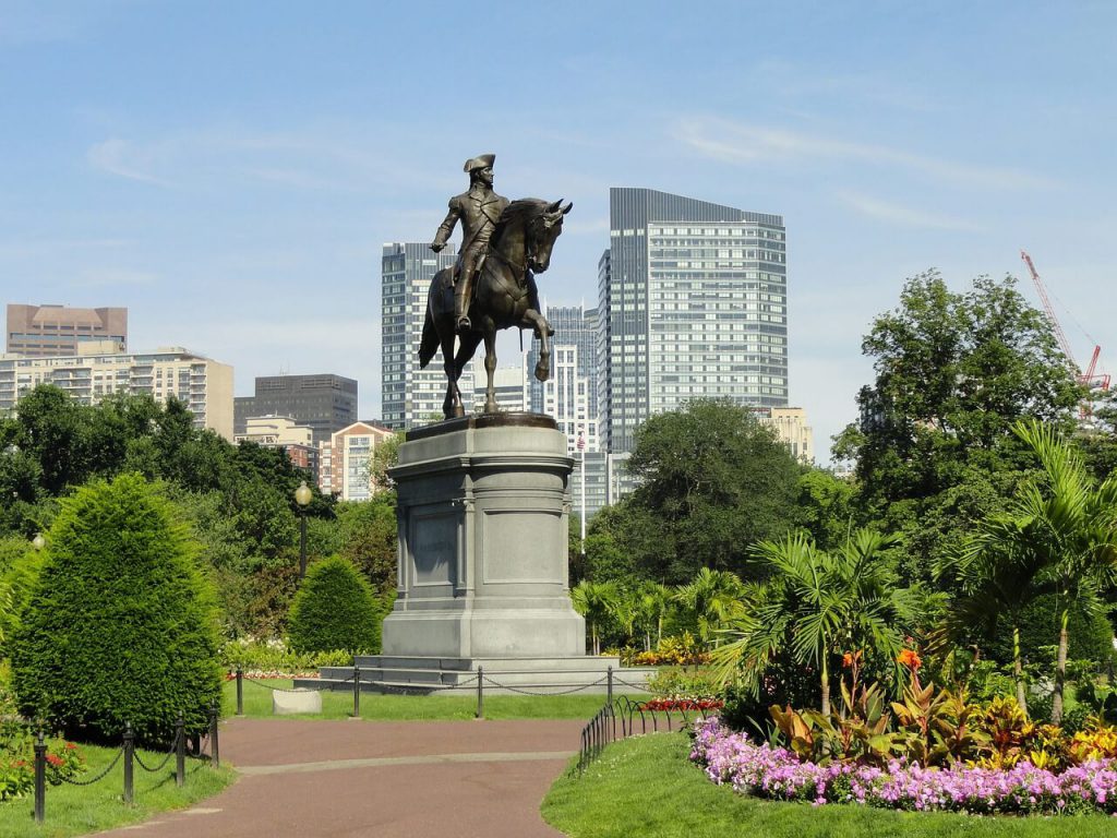 boston massachusetts with historical statue